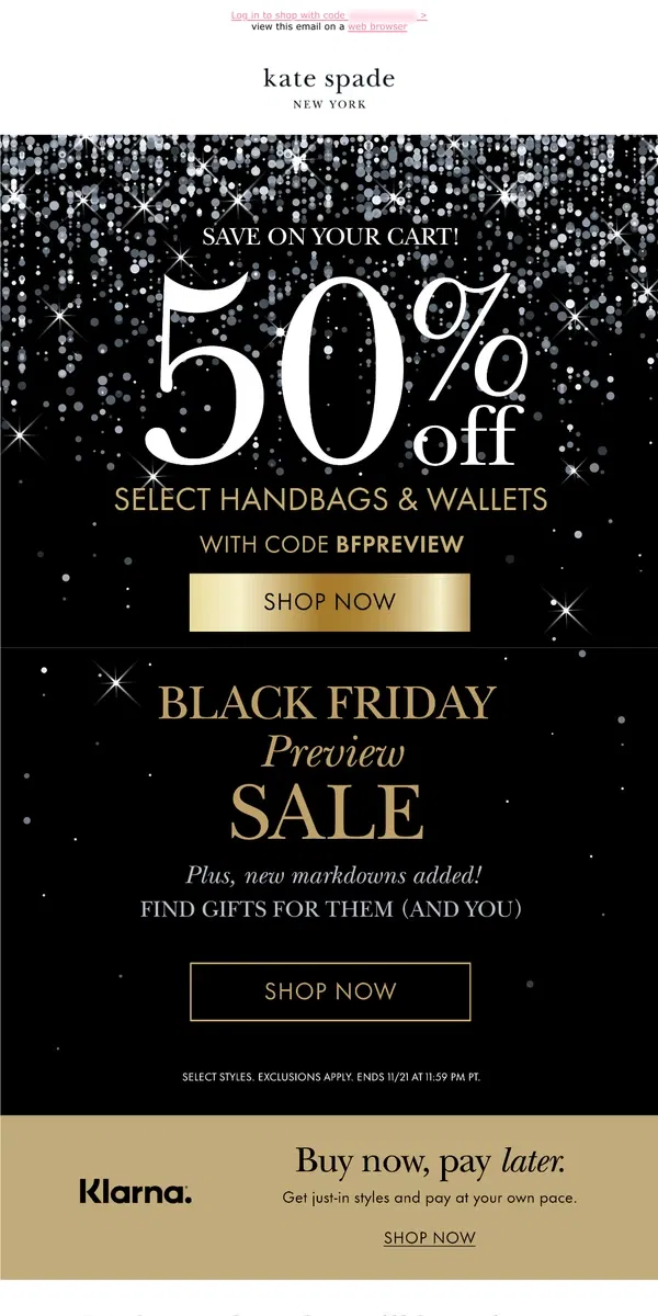 Email from Kate Spade. It's in your cart--now get 50% off