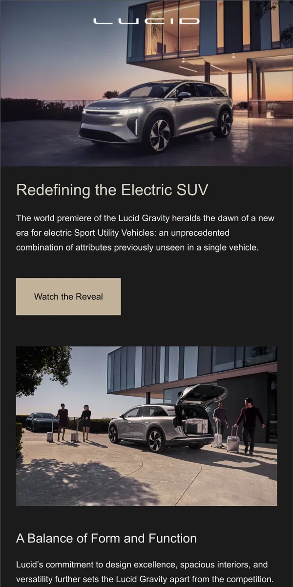 Email from Lucid Motors. Gravity makes contact