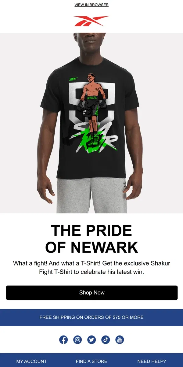 Email from Reebok. Reebok x Shakur Stevenson 🥊