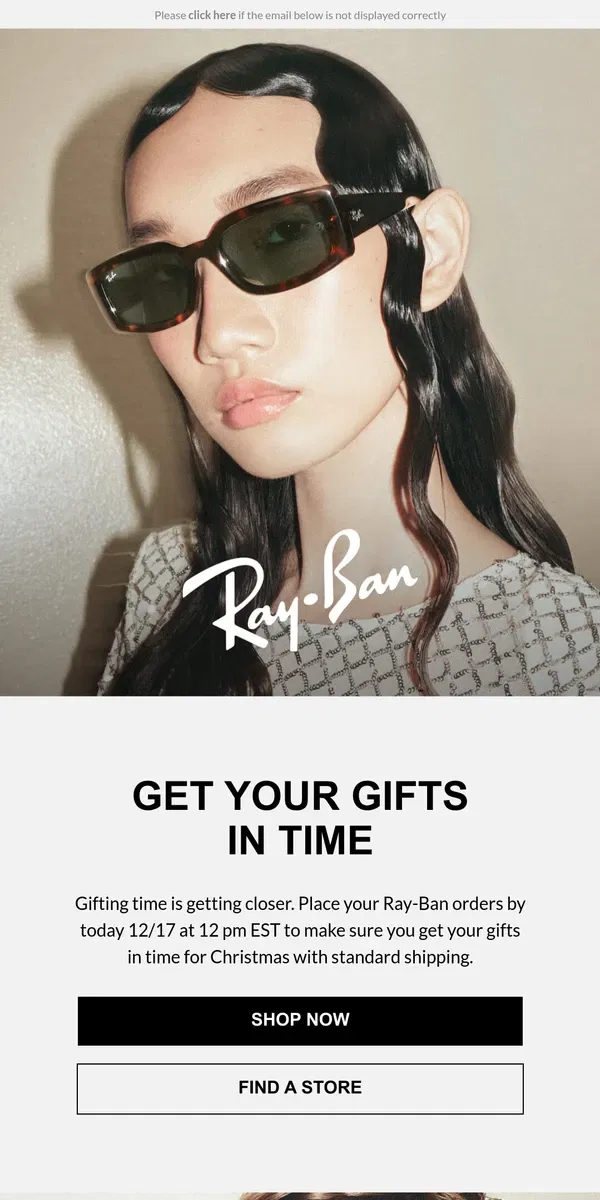 Email from Ray-Ban. The Countdown Begins