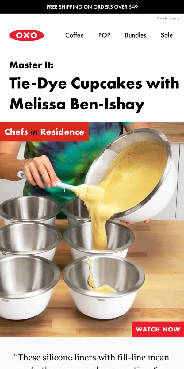 Email from OXO. Chef Melissa Ben-Ishay gives away her recipe...