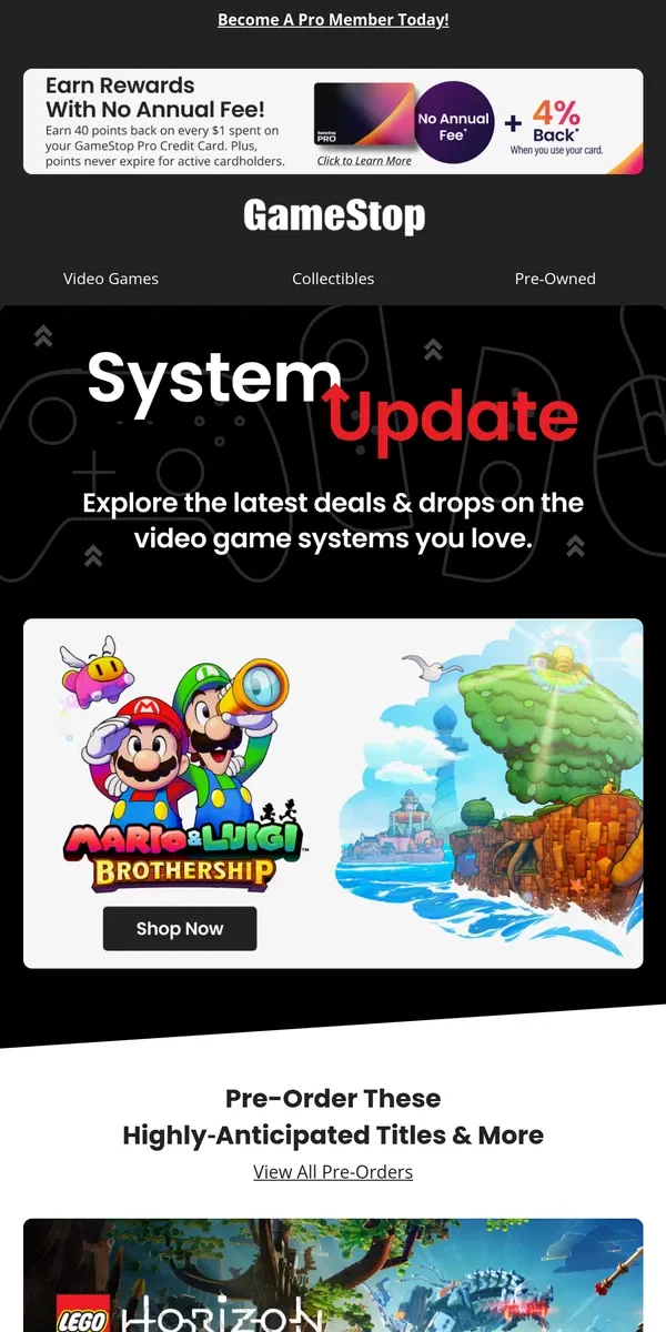 Email from GameStop. Available Now: Mario & Luigi Brothership