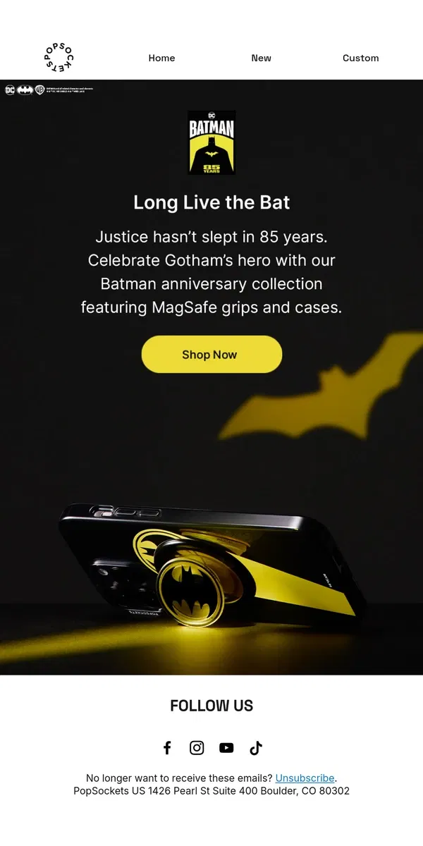 Email from PopSockets. Turn on the Bat-Signal!