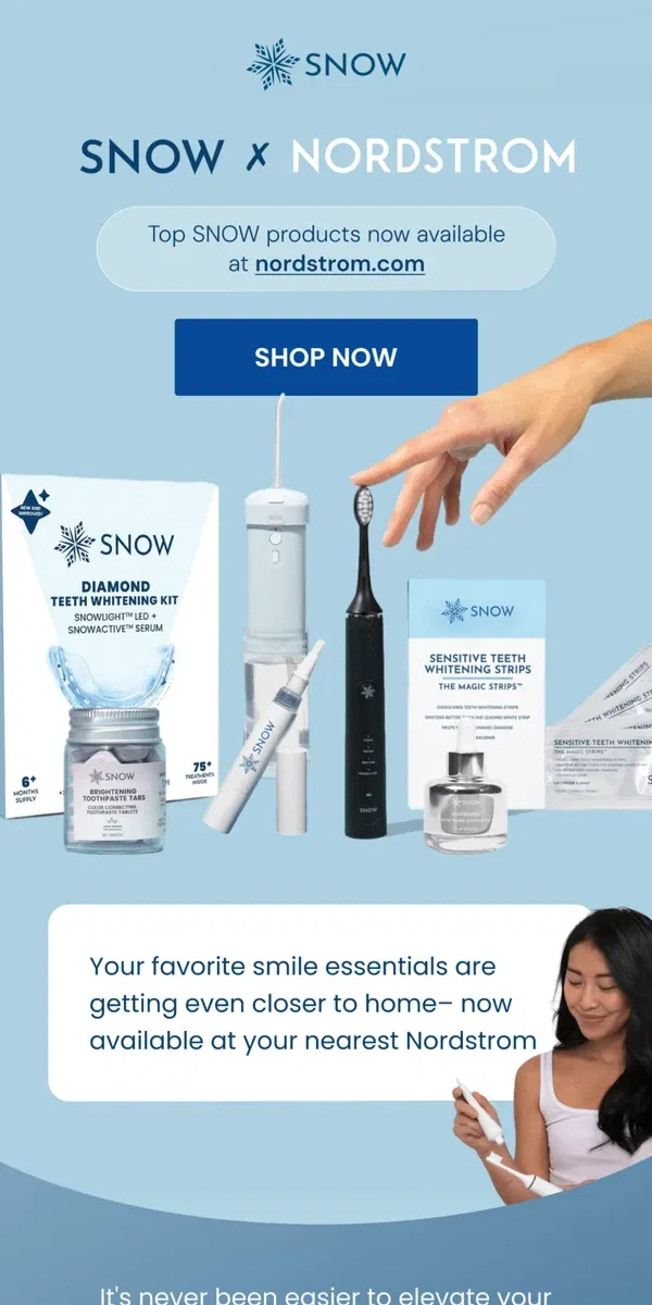 Email from Snow Teeth Whitening. BIG NEWS! Meet Our New Retail Partner ✨