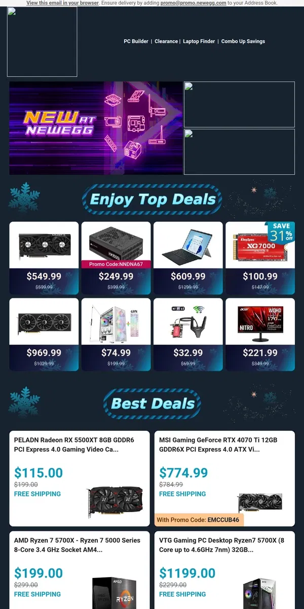 Email from Newegg. 🔥 $100.99 on KingSpec 2TB NVMe PCIe 4.0x4 M.2 Internal SSD - Up to 7200/6400 MB/s – Unbeatable Deal! 💥