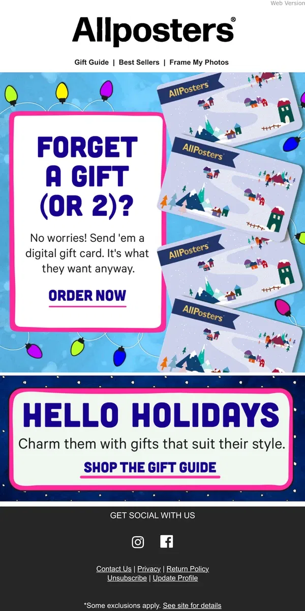 Email from AllPosters. Can Last-Minute Gifting Be Easy?