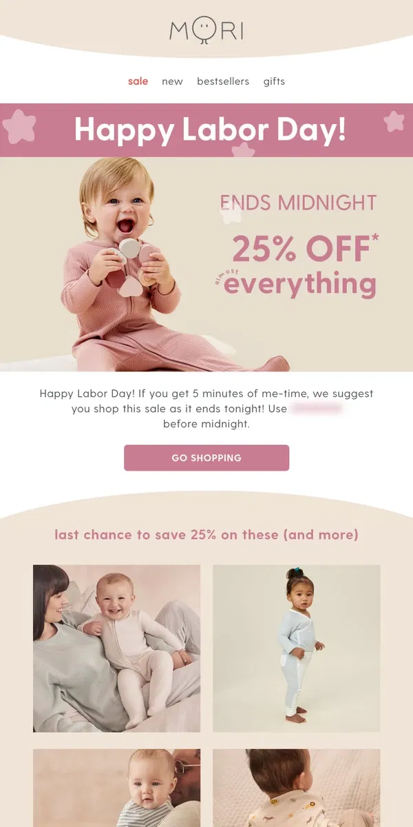 Email from MORI. Here today, gone tomorrow…25% off!