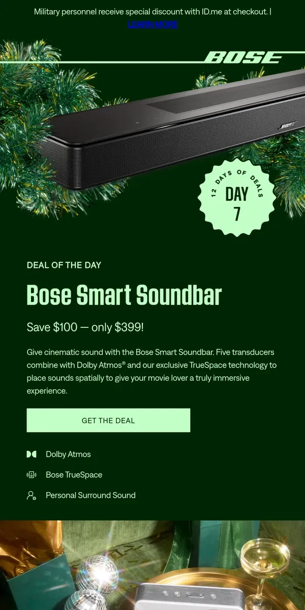 Email from Bose. ⭐️ Deal of the Day: Save $100 on Smart Soundbar!