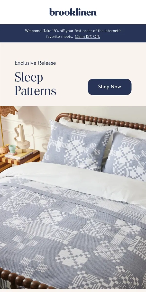 Email from Brooklinen. New Textured Bedding