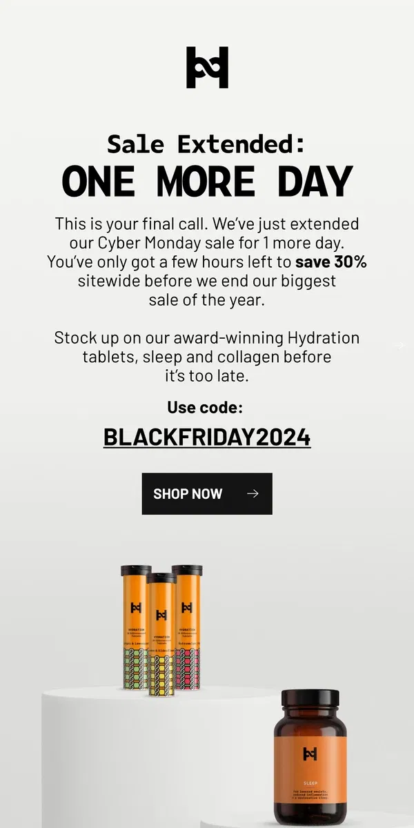 Email from HUX. (1) Extended: Don’t miss 30% savings 🚨