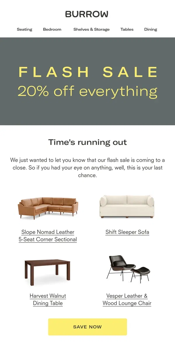 Email from Burrow. This is your last chance to save 20%