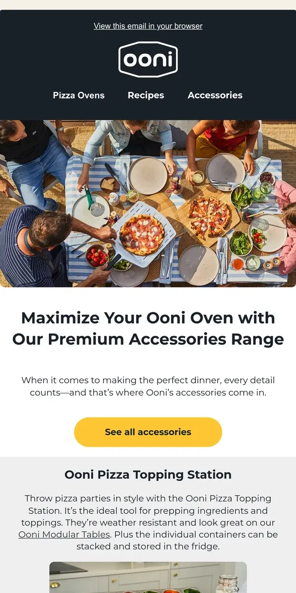 Email from Ooni. Must-have accessories for your home pizzeria