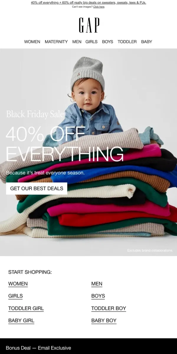 Email from GAP. *S I X T Y P E R C E N T* OFF