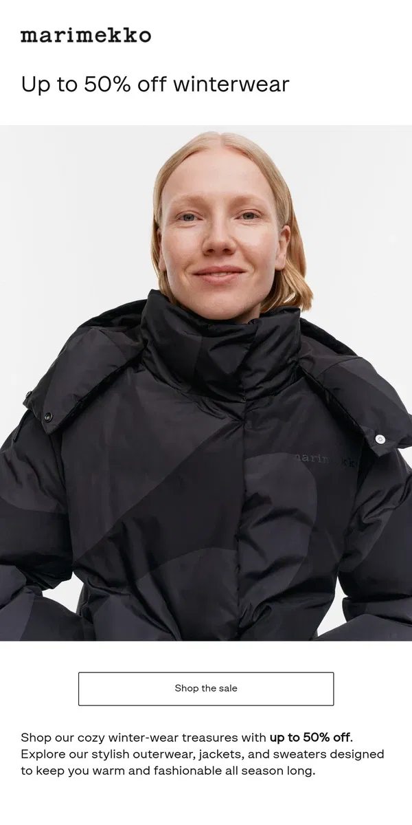 Email from Marimekko. Exclusive access: Bold and functional outerwear