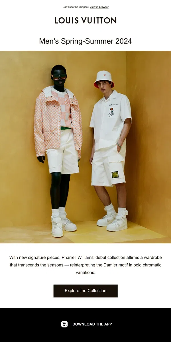 Email from Louis Vuitton. Now Available: Men's Spring-Summer 2024