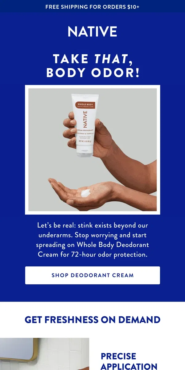 Email from Native Deodorant. Need extra freshness?