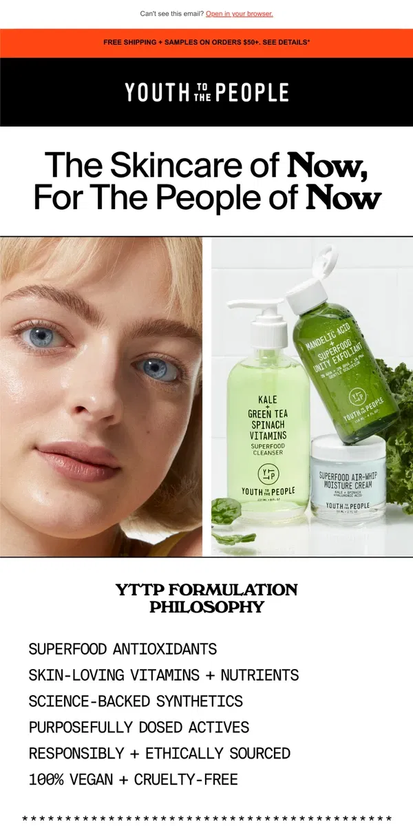 Email from Youth To The People. The skincare of now