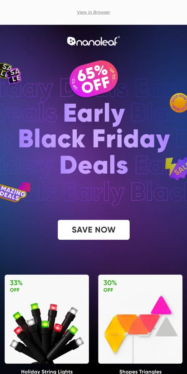 Email from Nanoleaf. 🕔 Deals You Can’t Miss 🕘