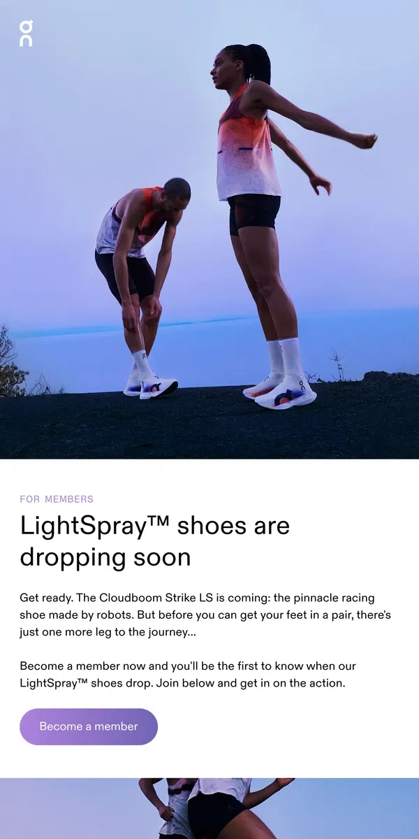 Email from On. ☁️ LightSpray™ shoes are coming