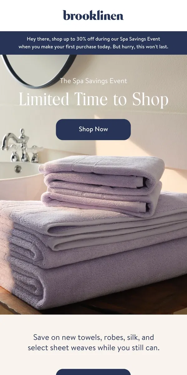 Email from Brooklinen. Limited Time Left to Save