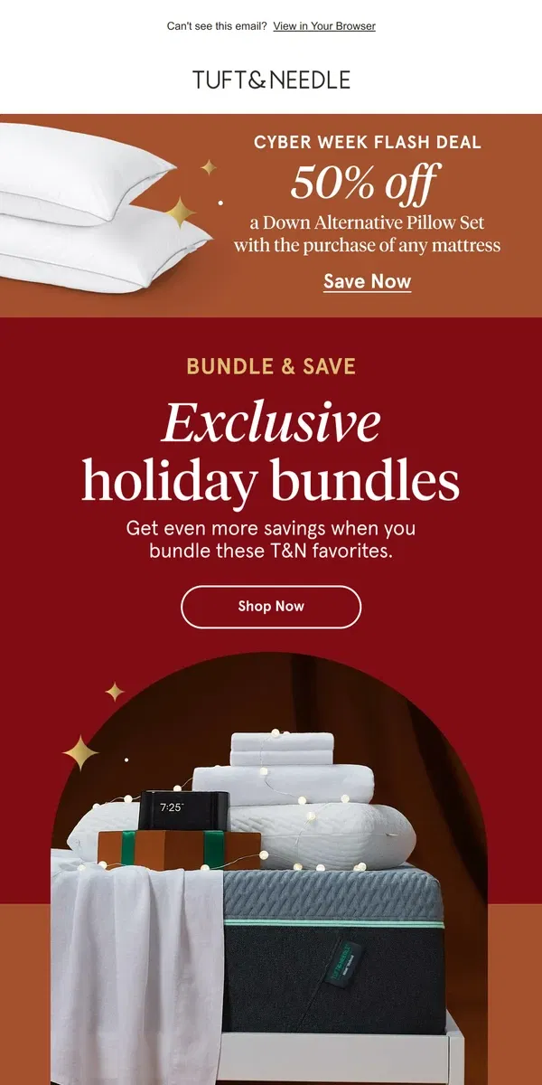 Email from Tuft & Needle. Save up to an additional 60% off