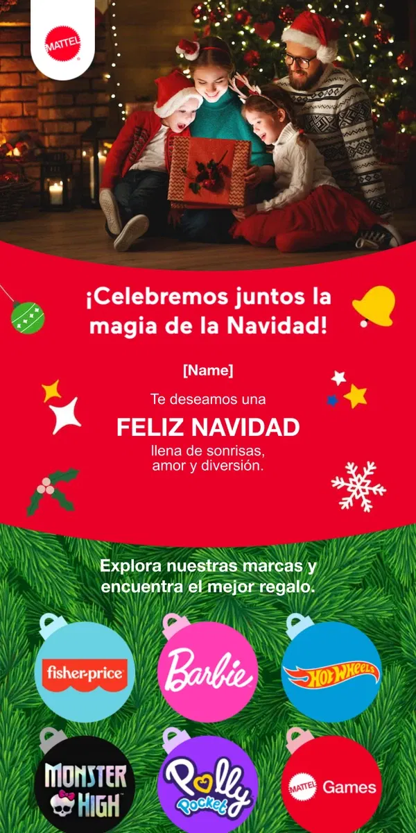 Email from Mattel Store. 🎄🎅 De Mattel para tí [Name]