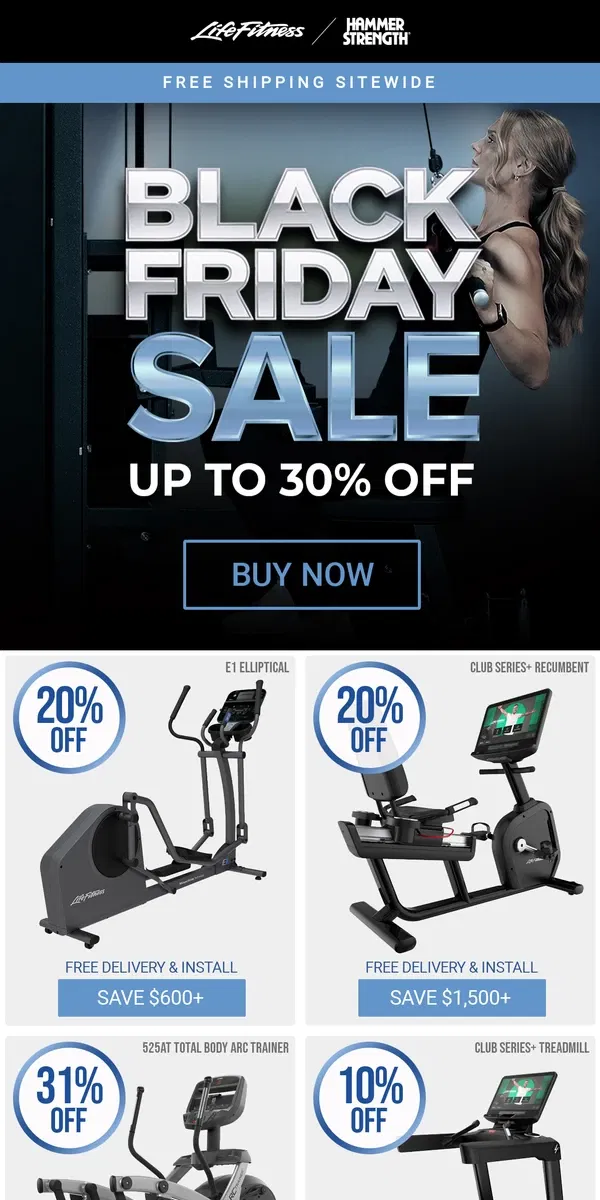 Email from Life Fitness. 📢 BLACK FRIDAY IS HERE! 📢