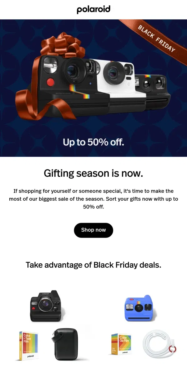 Email from Polaroid. Black Friday Sale is here!