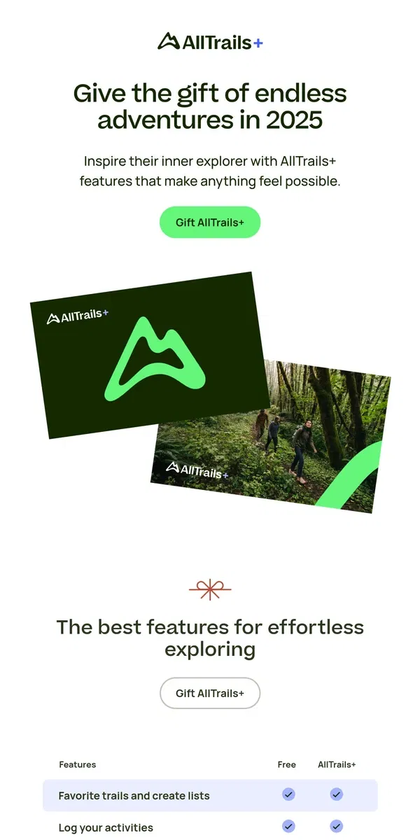 Email from AllTrails. Gift them their best outdoor experience 🎁