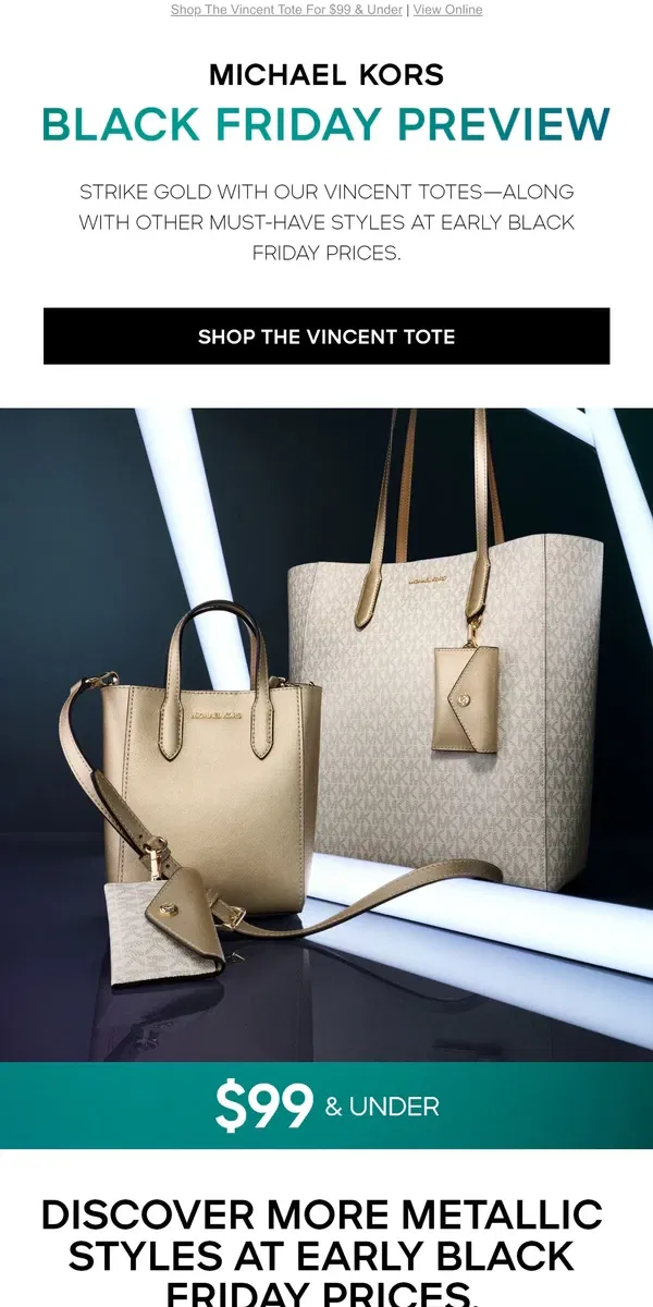 Email from Michael Kors. Black Friday Preview: Must-Have Metallics