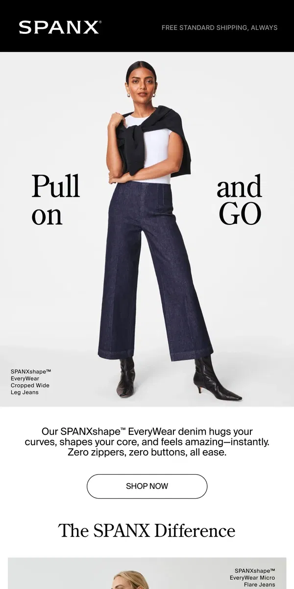 Email from SPANX. Premium Jeans that Shape and Lift