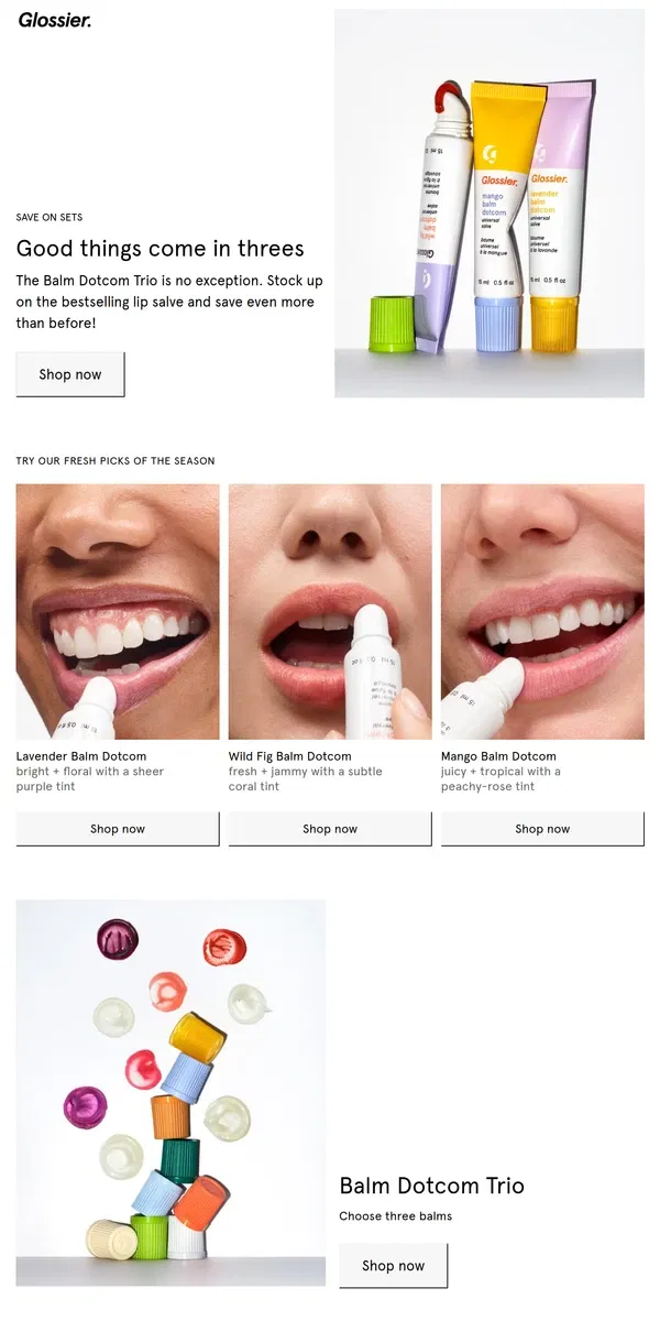 Email from Glossier. More is less