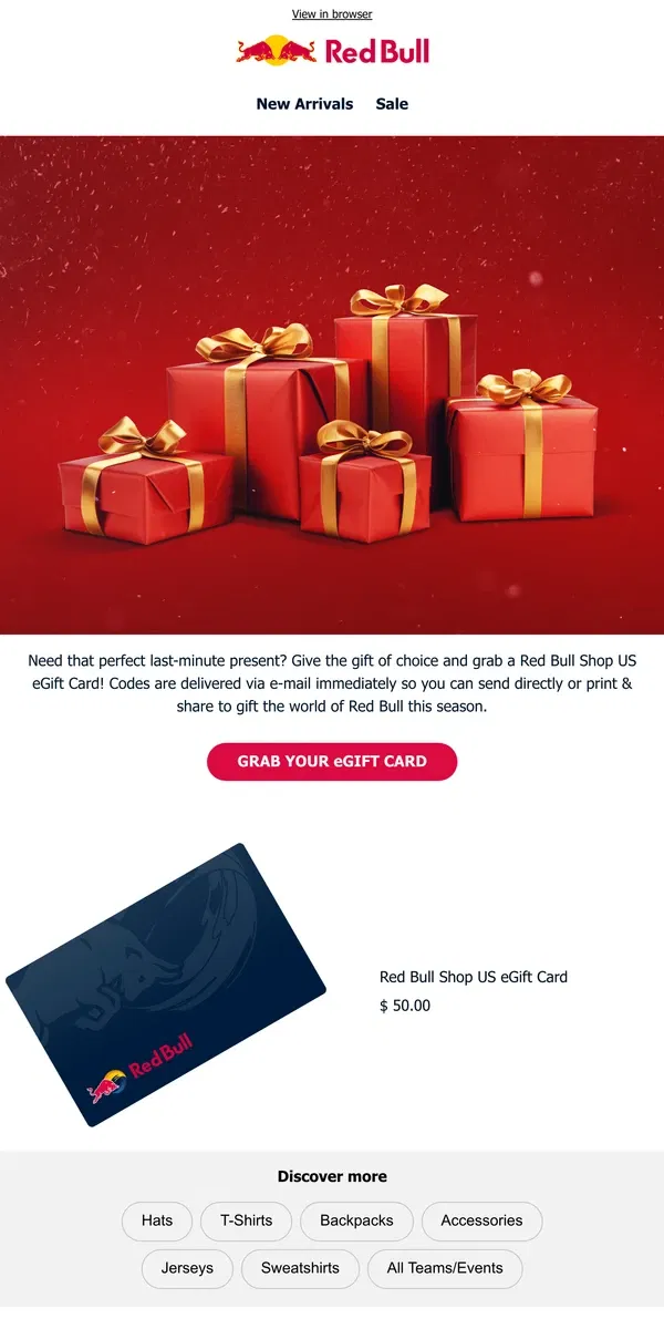 Email from Red Bull. Last Minute Gifting? We're Here to Help! 🎁