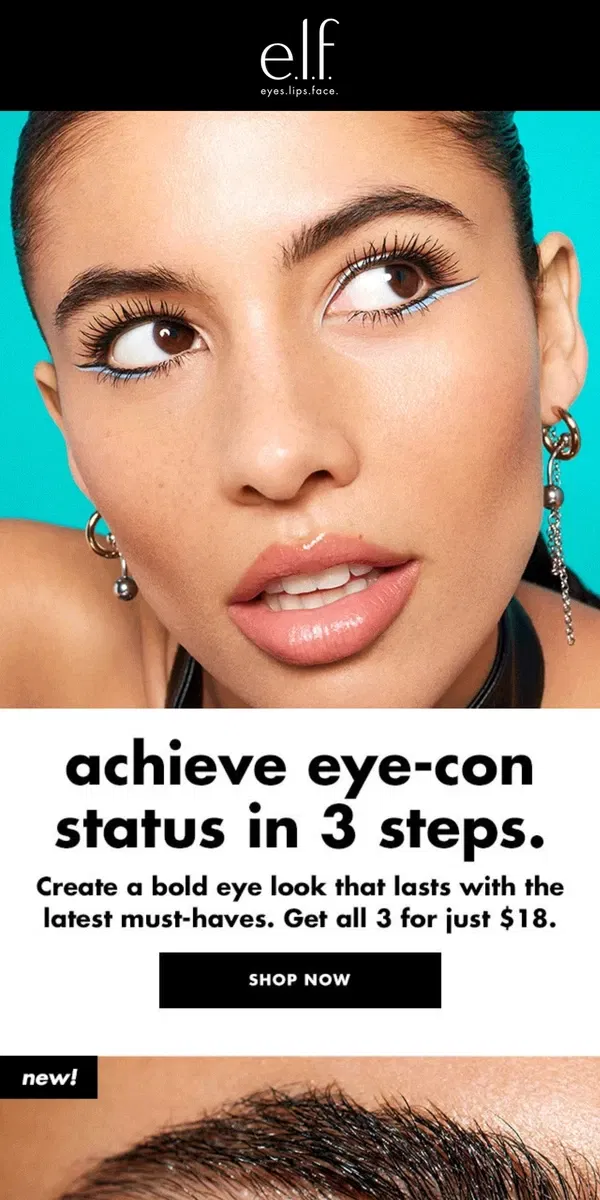 Email from e.l.f.. 3 steps to eye-con status 🤩