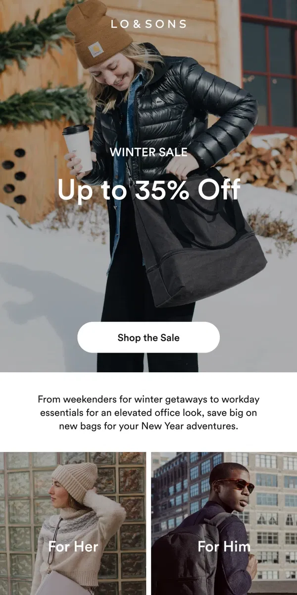 Email from Lo & Sons. ❄️ Winter Sale ❄️ Up to 35% OFF!