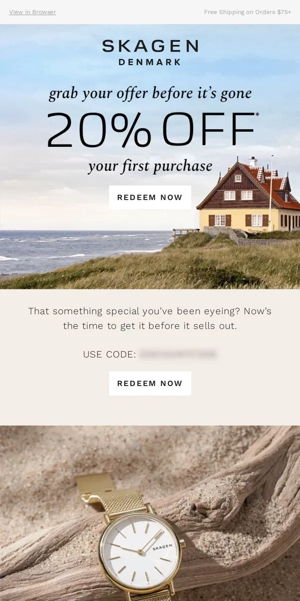 Email from Skagen. don’t forget: your offer is here.