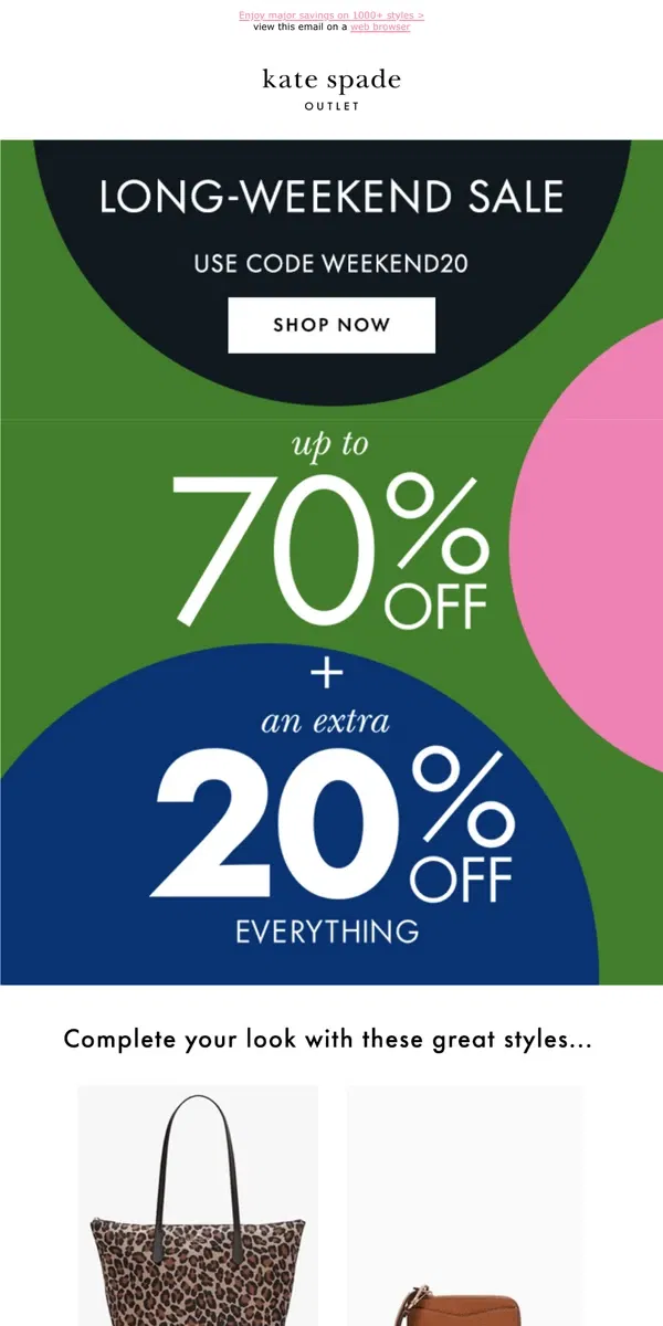 Email from Kate Spade. Ready, set, save! Take an extra 20% off *everything*