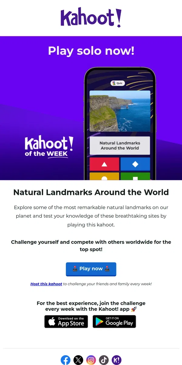 Email from Kahoot!. Hey, Kahoot! of the week is here 🚀