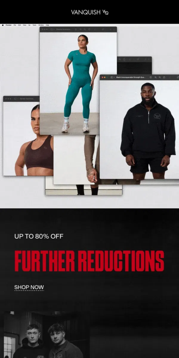 Email from Vanquish Fitness. New fit? No problem.