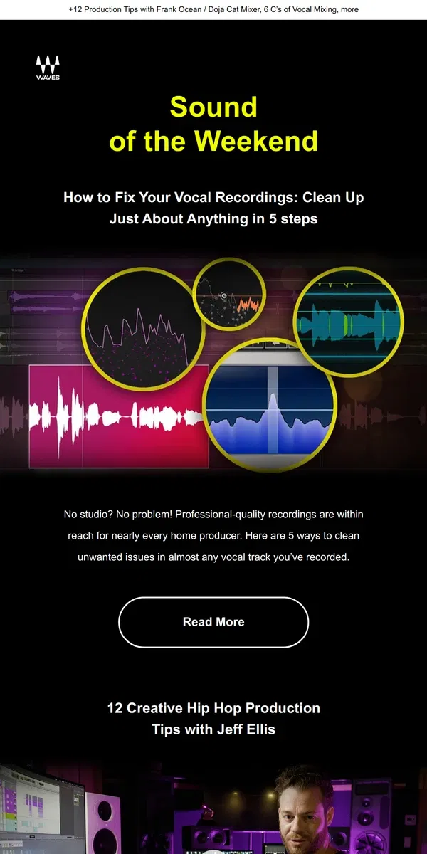 Email from Waves Audio. 5 Ways to Fix Vocals Recorded at Home