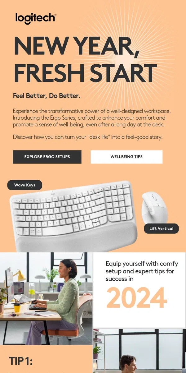 Email from Logitech. THE EASIEST NEW YEAR HEALTH RESOLUTION