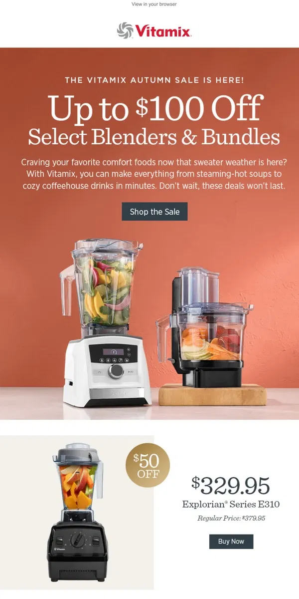 Email from Vitamix. Don't Miss Out - Our Autumn Sale Ends Soon!