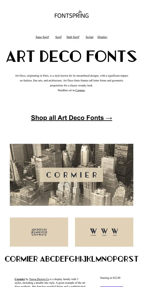 Email from Fontspring. Art Deco Fonts | Fontface