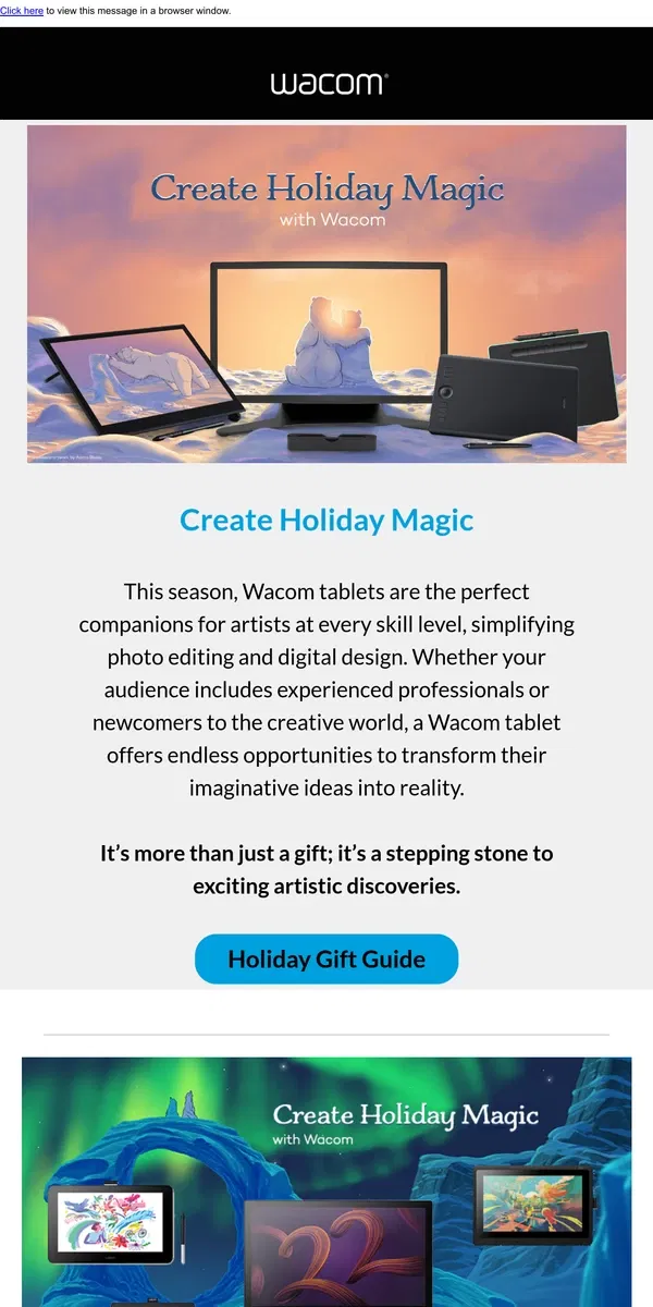 Email from Wacom. 🎁 Holiday Savings on Wacom Essentials!