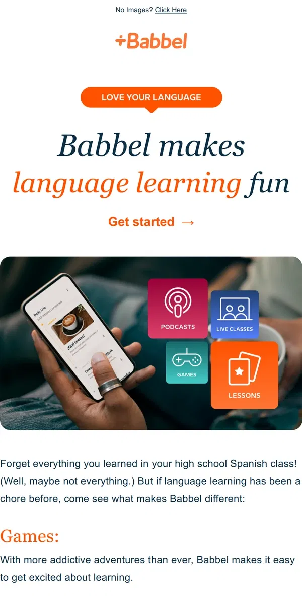 Email from Babbel. Fun. Simple. Crafted by experts. 65% off.