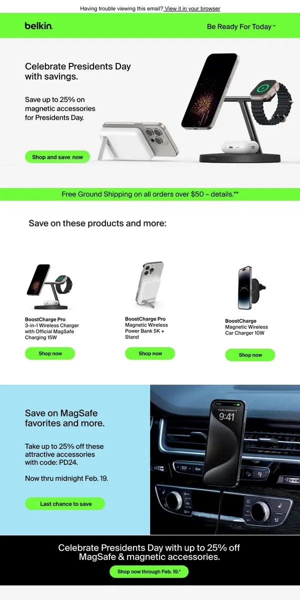 Email from Belkin. Final countdown for rare savings on MagSafe & magnetic favorites