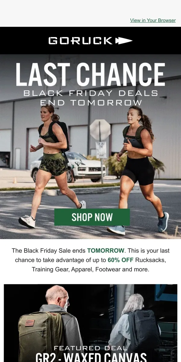 Email from GORUCK. HURRY! This Offer Ends Soon.