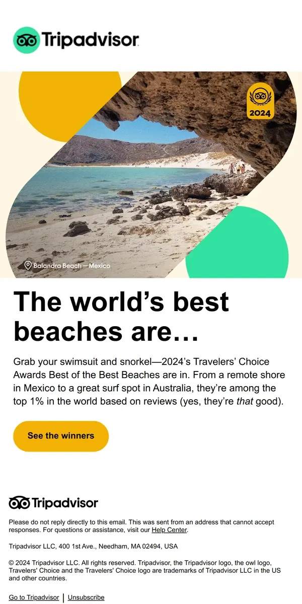 Email from Tripadvisor. This is the #1 beach in the world 🏖️