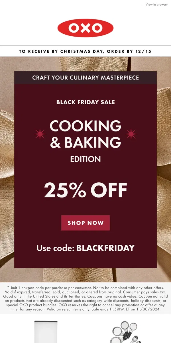 Email from OXO. Don't miss out on the Black Friday savings