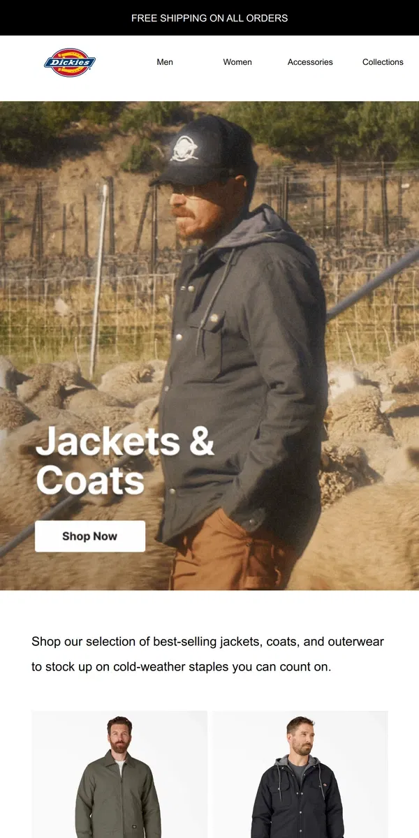 Email from Dickies. Best-Selling Jackets of the Season